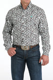 Cinch Men's White Paisley Print Shirt