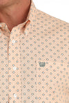 Cinch Men’s Orange & White Diamond Print Shirt