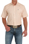 Cinch Men’s Orange & White Diamond Print Shirt
