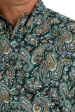 Cinch Men’s Modern Fit Dark Green Paisley Print Shirt