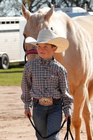 Cinch Boy's Gray Geo Print Shirt