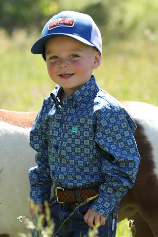 Cinch Boy’s Royal Geo Print Shirt