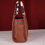 Wrangler Cow Print Concealed Carry Tote/Crossbody-Brown
