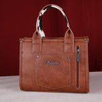 Wrangler Cow Print Concealed Carry Tote/Crossbody-Brown