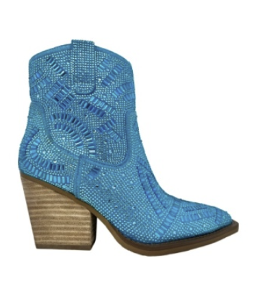 Very G Maze Sparkly Bootie-Turquoise