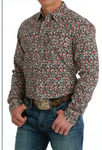 Cinch Men’s Modern Fit Black Flower Print Shirt