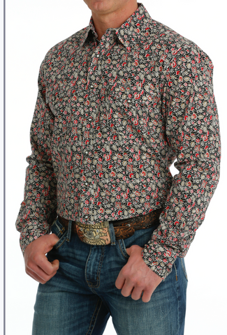 Men’s Cinch Modern Fit Black Flower Print Shirt