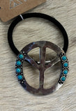 Silver & Turquoise Peace Sign Hair Tie