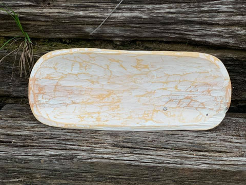 White Large Painted Wooden Bowl