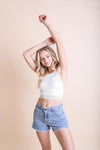Ivory High Neck Crochet Lace Trim Bralette