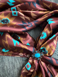 Chestnut & Turquoise Aztec Wild Rag