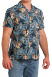 Cinch Men's Navy Tropical Pin-Up Aloha Camp Shirt