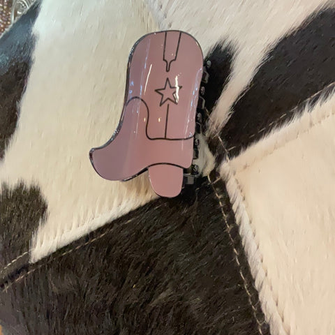 Mauve Cowboy Boot Hair Clip