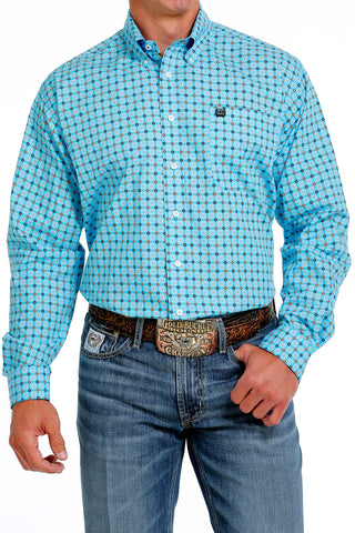 Clinch Men’s Turquoise Geo Print Shirt