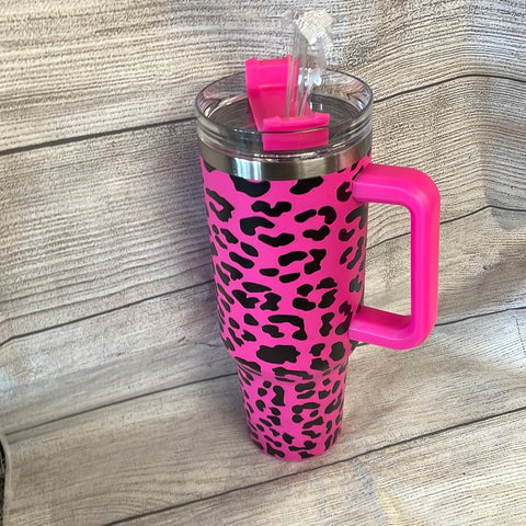 Hot Pink Leopard Tumbler