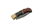 Damascus Lockback Wood & Buffalo Horn Knife