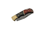 Damascus Lockback Wood & Buffalo Horn Knife