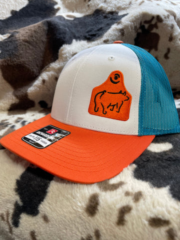 Blue & Orange Pig Patch Cap