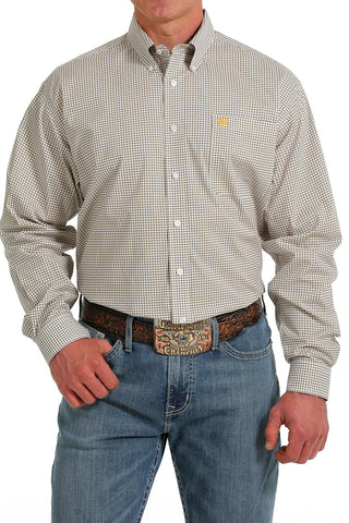 Cinch Men's Gold & White Dot Geo Print Shirt