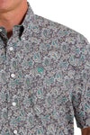 Cinch Men's Gray & Teal Paisley Print Shirt