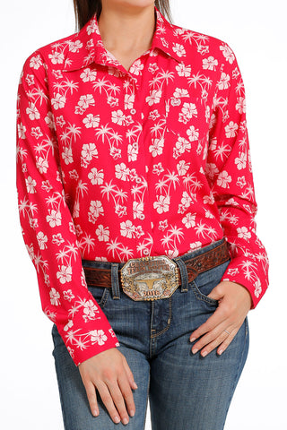 Cinch Women’s Fuschia Hawaiian Flower Arenaflex Shirt