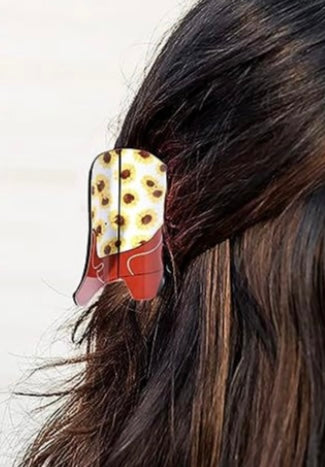 Sunflower Cowboy Boot Hair Clip