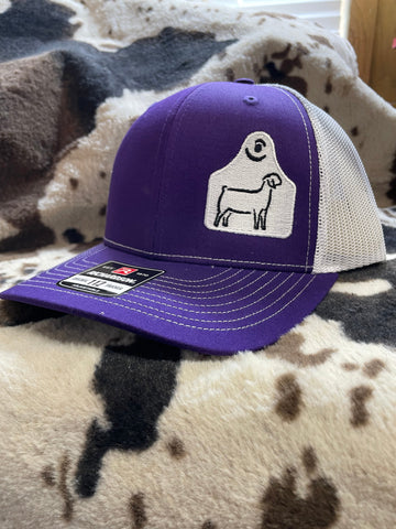 Purple & White Goat Patch Cap