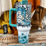 Skull & Boots Teal Tumbler