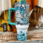 Skull & Boots Teal Tumbler