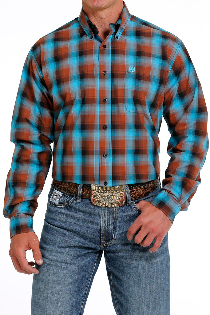 Cinch Men s Blue Brown Plaid Shirt