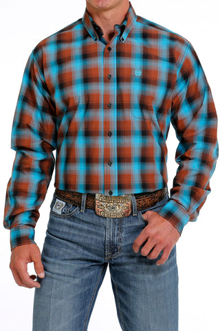 Cinch Men’s Blue & Brown Plaid Shirt