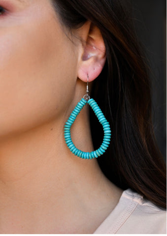 Turquoise Rondel Teardrop Earrings
