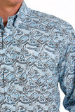 Cinch Men’s Light Blue Paisley Print Shirt