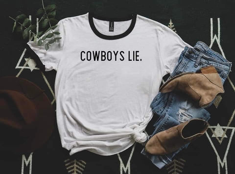 Cowboys Lie Graphic Ringer Tee