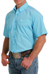 Cinch Men's Light Blue & White Geo Print Shirt