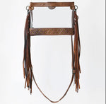 Hand Tooled Clear Bag with Fringe