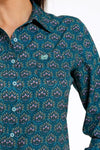 Cinch Women's Teal Arenaflex Floral Print Shirt