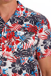Cinch Red/White/Blue Tropic Print Camp Shirt
