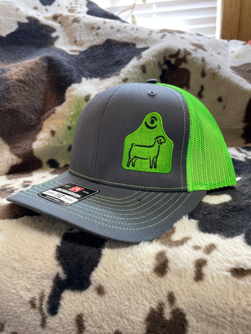 Green & Grey Assorted Goat Patch Cap