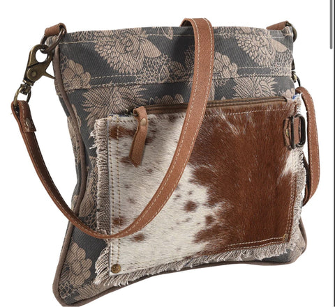 Flower Design & Hair On Crossbody Bag