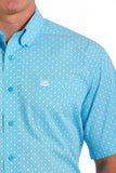 Cinch Men's Light Blue & White Geo Print Shirt