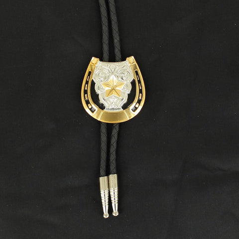 Double S Horseshoe Star Bolo