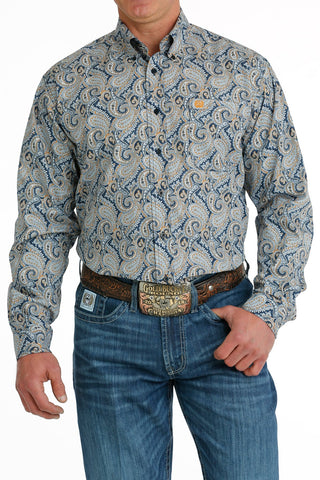 Cinch Men's Navy & Blue & Orange Paisley Shirt