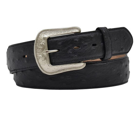 Black Ostrich Print Belt