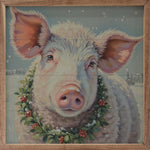 White Pig  Berry Wreath Sign