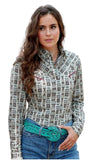 Cruel Women's Vintage Cream Print Snap Shirt