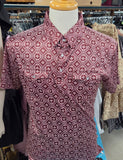 Cowboy Casual Men’s Maroon Floral Polo