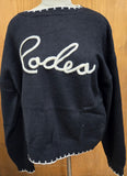 Black Knit Rodeo Contrast Stitching Sweater