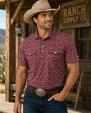 Cowboy Casual Men’s Maroon Floral Polo
