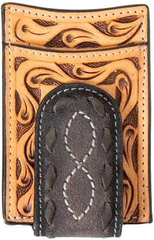Floral Tooled Buck Lace Money Clip